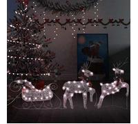 vidaXL Renne et Traîneau de Décoration de Noël 60 LED Extérieur Eclairage Lumière Illumination de Noël Salon Chambre 289977