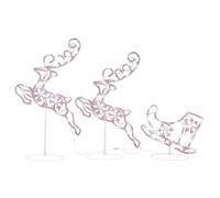 vidaXL Renne et Traîneaux Noël Volant Décoration de Noël Jardin Patio Arrière-Cour Extérieur Intérieur Acrylique 260x21x87 cm Blanc Chaud