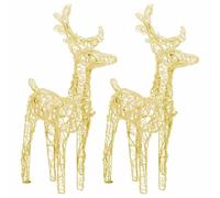 vidaXL 2x Rennes de Noël 80 LED Rennes Éclairés Décoration de Vacances Ornement de Noël Décoration de Fête Maison Intérieur Blanc Chaud Acrylique