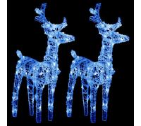 vidaXL Rennes de Noël 2 pcs 80 LED Bleu Acrylique