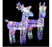vidaXL Rennes de Noël 2 pcs 80 LED Multicolore Acrylique 342681