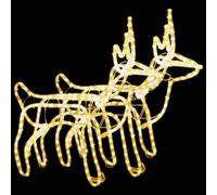 2x Rennes de Noël Décoration de Noël Ornement de Vacances Décoration de Fête Ornement de Jardin Extérieur Blanc Chaud 60x30x60 cm