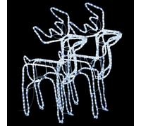 vidaXL Rennes de Noël 2 pcs Blanc froid 76x42x87 cm