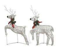 vidaXL Rennes de Noël 2 pcs Doré 40 LED