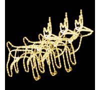 vidaXL Rennes de Noël 3 pcs Blanc chaud 60x30x60 cm