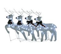 vidaXL 4x Rennes de Noël Décoration de Noël Rennes Illuminés Décoration de Vacances Ornement de Fête Jardin Extérieur Blanc 3154270