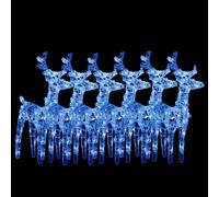 vidaXL Rennes de Noël 6 pcs 240 LED Bleu Acrylique