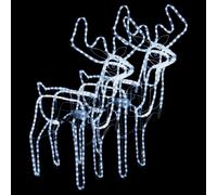 vidaXL Rennes de Noël avec têtes mobiles 2 pcs Blanc froid 76x42x87 cm