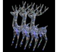 vidaXL Rennes de Noël XXL Acrylique 250 LED 3 pcs 180 cm Multicolore