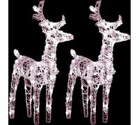 vidaXL Rennes de Noël 2 pcs 80 LED Blanc chaud Acrylique
