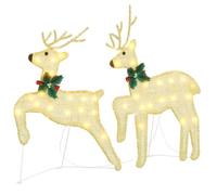 vidaXL Rennes LED 2 pcs Blanc Chaud 45 x 19 x 65 cm Tissu, Déco de Salon ArtDeco, éclairage Festif Durable, Figurines de Noël, Accents intérieurs-extérieur, centres de Table saisonniers