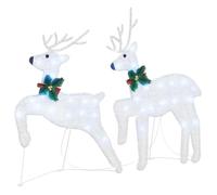 vidaXL Rennes LED 2 pcs Blanc Froid 45 x 19 x 65 cm Tissu, Déco de Salon ArtDeco, éclairage Festif Durable, Figurines de Noël, Accents intérieurs-extérieur, centres de Table saisonniers