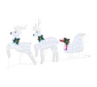 vidaXL Rennes LED 3 pcs Blanc Froid Tissu, Décor de Noël, lumières festives, Ornements durables, pièces déco, Accents de Rennes saisonniers