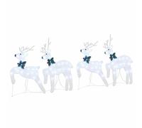 vidaXL Rennes LED 4 pcs Argent Tissu, Déco de Salon ArtDeco, éclairage Festif Durable, Figurines de Noël, Accents intérieurs-extérieur, centres de Table saisonniers