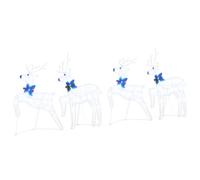 vidaXL Rennes LED 4 pcs Blanc Tissu, Déco de Salon ArtDeco, éclairage Festif Durable, Figurines de Noël, Accents intérieurs-extérieur, centres de Table saisonniers
