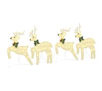 vidaXL Rennes LED 4 pcs Doré Tissu, Déco de Salon ArtDeco, éclairage Festif Durable, Figurines de Noël, Accents intérieurs-extérieur, centres de Table saisonniers