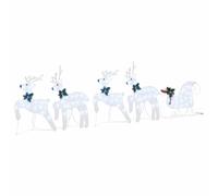 vidaXL Rennes LED 5 pcs Argent Tissu, Décor de Noël, lumières festives, Ornements durables, pièces déco, Accents de Rennes saisonniers