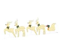 vidaXL Rennes LED 5 pcs Doré Tissu, Décor de Noël, lumières festives, Ornements durables, pièces déco, Accents de Rennes saisonniers