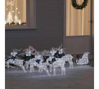vidaXL Rennes LED 7 pcs Blanc Tissu, Décor de Noël, lumières festives, Ornements durables, pièces déco, Accents de Rennes saisonniers