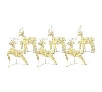 vidaXL Rennes LED avec 180 LED 6 pcs Doré Pet, Déco de Salon ArtDeco, éclairage Festif Durable, Figurines de Noël, Accents intérieurs-extérieur, centres de Table saisonniers