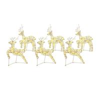vidaXL Rennes LED avec 180 LED 6 pcs Doré 64 x 42 x 15 cm Pet, Déco de Salon ArtDeco, éclairage Festif Durable, Figurines de Noël, Accents intérieurs-extérieur, centres de Table saisonniers