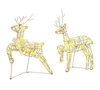 vidaXL Rennes LED avec 40 LED 2 pcs Blanc Chaud 44 x 18 x 65,5 cm Pet, Déco de Salon ArtDeco, éclairage Festif Durable, Figurines de Noël, Accents intérieurs-extérieur, centres de Table saisonniers