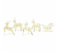 vidaXL Rennes LED avec 40 LED 5 pcs Doré Pet, Décor de Noël, lumières festives, Ornements durables, pièces déco, Accents de Rennes saisonniers