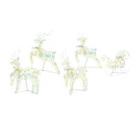 vidaXL Rennes LED avec 40 LED 5 pcs Multicouleur Pet, Décor de Noël, lumières festives, Ornements durables, pièces déco, Accents de Rennes saisonniers