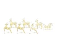 vidaXL Rennes LED avec 40 LED 7 pcs Doré PET, Décor de Noël, lumières festives, ornements durables, pièces déco 3399389