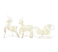 vidaXL Rennes LED avec 60 LED 3 pcs Blanc Chaud Pet, Décor de Noël, lumières festives, Ornements durables, pièces déco, Accents de Rennes saisonniers