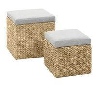 vidaXL Repose-pied Jacinthe d'eau – Lot de 2 avec coffre de rangement, Gris