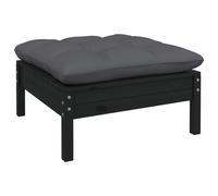 Tuinvoetenbank met antracietkleurig kussen grenenhout wit806644