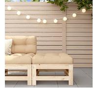 vidaXL Repose-pied de jardin 825667 en bois de pin massif avec coussin Beige G