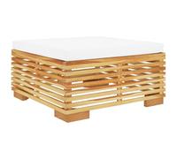 Vidaxl Repose-Pied De Jardin Avec Coussin Crème Bois De Teck Massif