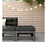 Repose-pied de jardin avec coussin gris bois de pin massif, tabouret, repose-pied ottoman, tabouret de jardin, pouf, 825669