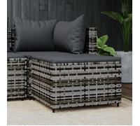 vidaXL Repose-pied de jardin avec coussin Gris Résine tressée 319772