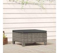 Vidaxl Repose-Pied De Jardin Avec Coussin Gris Résine Tressée