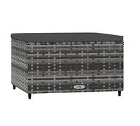 vidaXL Repose-Pied de Jardin avec Coussin Gris Résine tressée, Pouf, Pouf Ottoman, Tabouret de Jardin, Repose-Pieds, Repose-Pieds extérieur