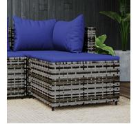 vidaXL Repose-pied de jardin avec coussin Gris Résine tressée, pouf, pouf ottoman, tabouret de jardin, repose-pieds, 319852