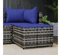 vidaXL Repose-pied de jardin avec coussin Gris Résine tressée319852 Gris G
