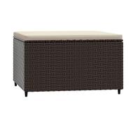 vidaXL Repose-pied de jardin avec coussin marron résine tressée