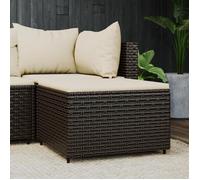 vidaXL Repose-pied de jardin avec coussin marron résine tressée