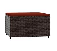 vidaXL Repose-Pied de Jardin avec Coussin Marron résine tressée, Pouf, Pouf Ottoman, Tabouret de Jardin, Repose-Pieds, Repose-Pieds extérieur