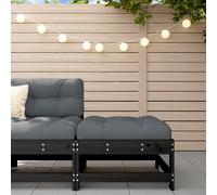 Vidaxl Repose-Pied De Jardin Avec Coussin Noir Bois De Pin Massif