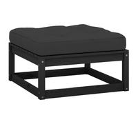 Tuinvoetenbank met kussen massief grenenhout zwart805729