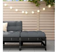 Vidaxl Repose-Pied De Jardin Avec Coussin Noir Bois De Pin Massif