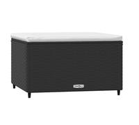 vidaXL Repose-pied de jardin Pouf en résine tressée avec coussin noir