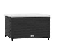 vidaXL Repose-Pied de Jardin avec Coussin Noir résine tressée, Pouf, Pouf Ottoman, Tabouret de Jardin, Repose-Pieds, Repose-Pieds extérieur