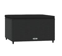 vidaXL Repose-Pied de Jardin avec Coussin Noir résine tressée, Pouf, Pouf Ottoman, Tabouret de Jardin, Repose-Pieds, Repose-Pieds extérieur
