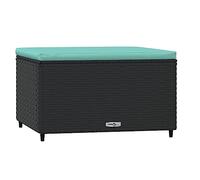 vidaXL Repose-Pied de Jardin avec Coussin Noir résine tressée, Pouf, Pouf Ottoman, Tabouret de Jardin, Repose-Pieds, Repose-Pieds extérieur